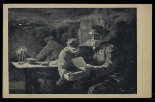 AK Soldaten lesen Feldpost