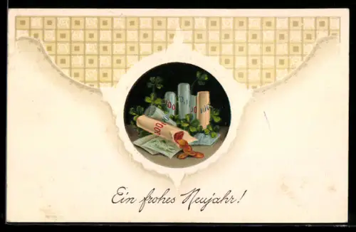 AK Ein frohes Neujahr!, Geldmünzen