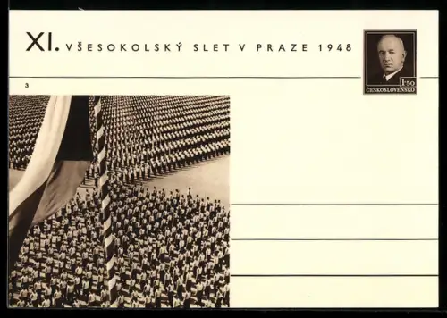 AK Praha, XI. Vsesokolský slet v Praze 1948, Sokol, Massenkundgebung
