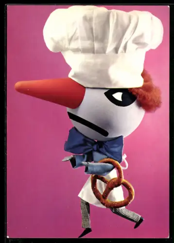 AK Reklame für Tyzine Nasenspray von Pfizer, Koch mit Brezel und roter Nase