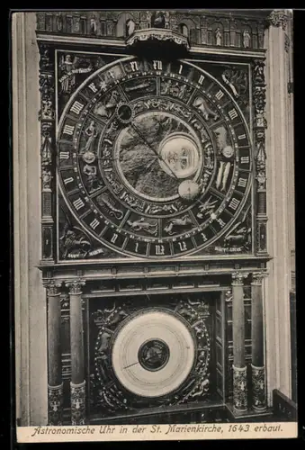 AK Astronomische Uhr in der St. Marienkirche von 1643, Kunstuhr