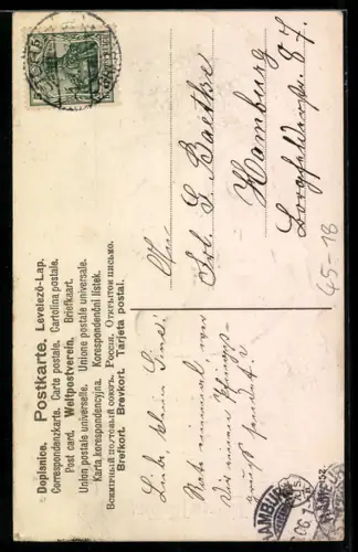 AK Pärchen im Ruderboot, Pfingsgruss