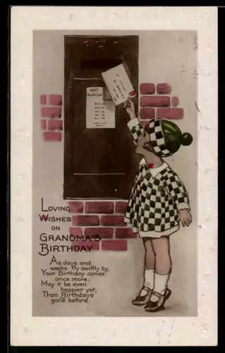 AK Mädchen wirft einen Brief in den Postkasten