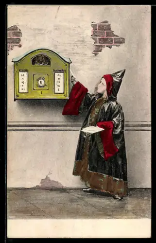 Präge-AK Münchner Kindl neben einem Briefkasten