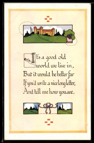 AK Ortspartie und Aufruf zur Antwort an Schreibfaule