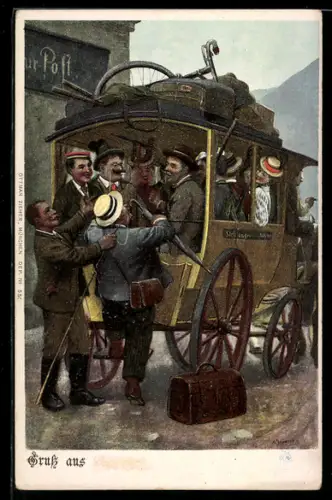 AK Postkutsche mit Passagieren