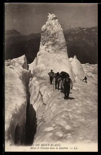 AK Ascension du Mont-Blanc, Sérac et Crevace dans la Jonction, Bergsteigen