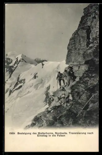 AK Bergsteiger auf der Nordseite des Matterhorns