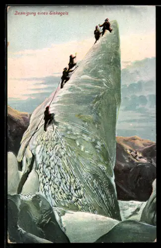 AK Bergsteiger bei der Besteigung eines Eiskegels