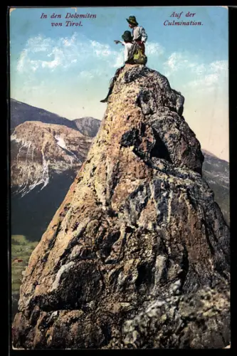 AK Dolomiten, Bergsteiger auf der Culmination