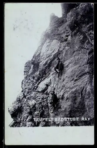 AK Bergsteiger auf der Teufelsbadstube im Raxgebiet
