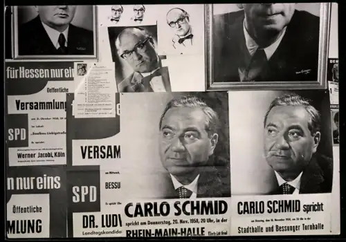 AK Darmstadt, Wahlkampfplakate der SPD mit Carlo Schmid