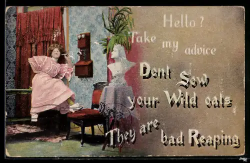 AK Dame telefoniert mit jemandem