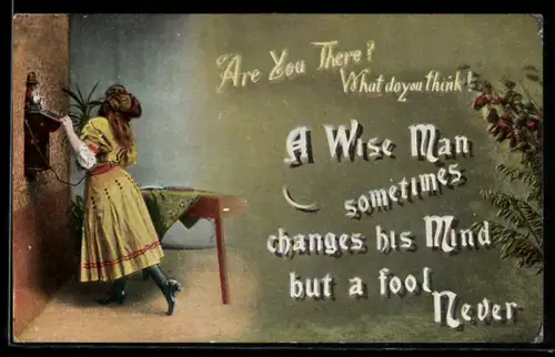 AK Junge Dame telefoniert mit jemandem