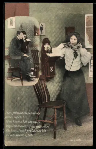 AK Paar telefoniert miteinander