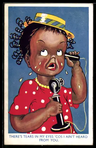 AK Weinendes Mädchen telefoniert