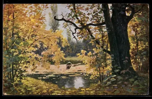 Künstler-AK sign. P. Seithoff: Parc, Effet d`automne