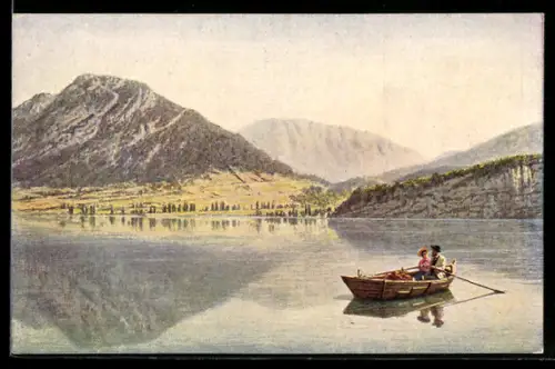 Künstler-AK sign. P. Brullow: Sur un lac