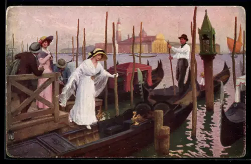 Künstler-AK sign. Léonce de Joncières: L`Heure mauve à Venise