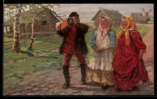 Künstler-AK sign. M. Bosquine: Au village