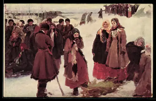 Künstler-AK sign. P. D. Schmaroff: Winterliches Land