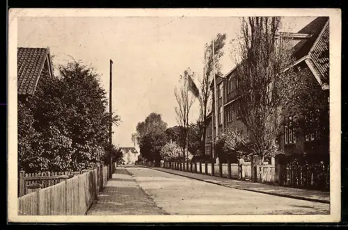 AK Varel i. O., Moltkestrasse, Strassenpartie, mit Gebäude mit Fahne