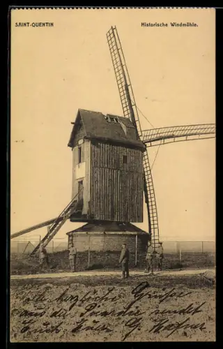 AK Saint-Quentin, historische Windmühle