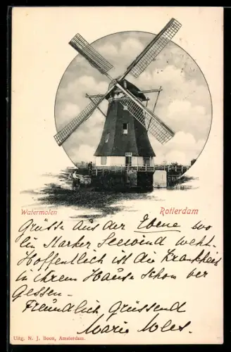 AK Rotterdam, Watermolen, Windmühle