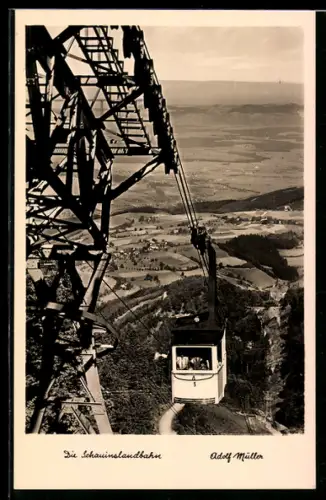 AK Freiburg i. Br., Seilbahn auf den Schauinsland aus der Vogelschau