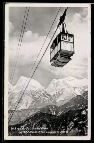 AK Patscherkofelbahn, Gondel geg. Hohe Munde u. Zugspitze