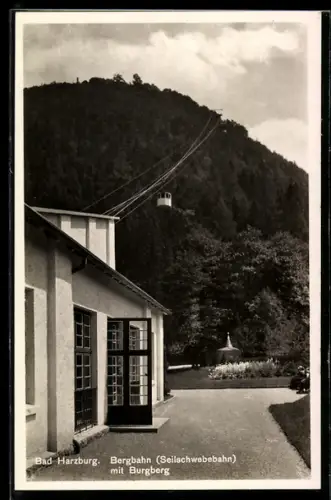 AK Bad Harzburg, Bergbahn u. Station mit Burgberg