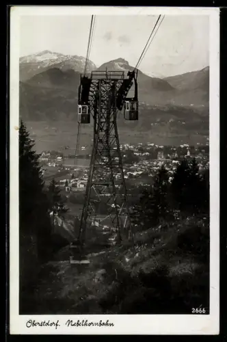 AK Oberstdorf, Nebelhornbahn über dem Ort