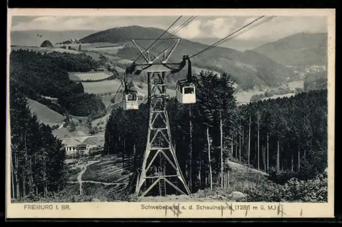 AK Freiburg i. Br., Schwebebahn a. d. Schauinsland, Panorama
