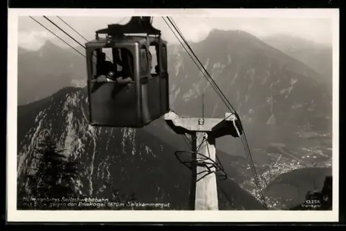 AK Höllengebirgs-Seilbahn, Gondel und Stütze mit Erlakogel