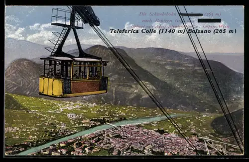 AK Bozen, Kabine der Schwebebahn über der Stadt