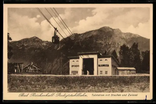 AK Bad Reichenhall, Talstation der Predigtstuhlbahn mit Wagon
