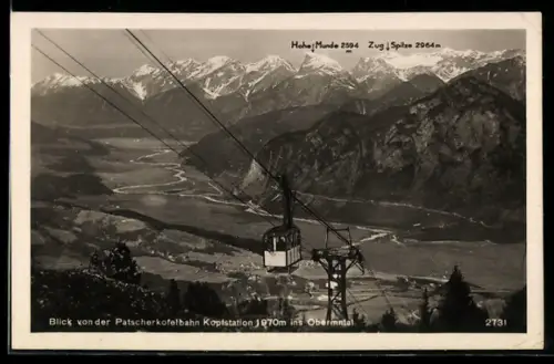 AK Blick von der Patscherkofelbahn ins Oberinntag, Seilbahn