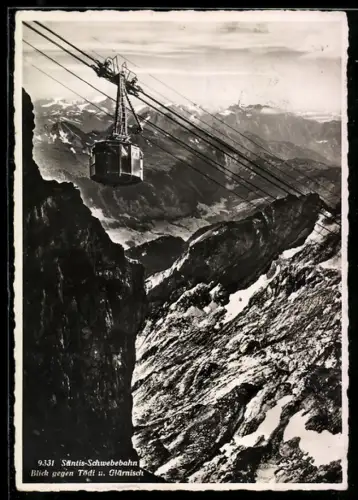 AK Säntis-Schwebebahn, Gondel mit Tödi u. Glärnisch