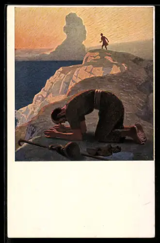 Künstler-AK Elias betet um Regen