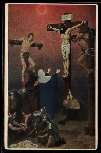 Künstler-AK Kreuzigung, Bibel