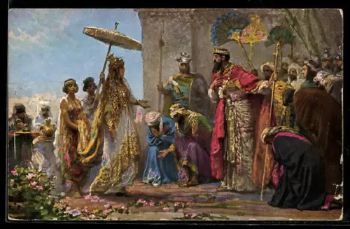 Künstler-AK Salomo empfängt die Königin von Saba