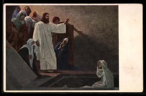 AK Serie: Bilder aus der Bibel, die Erweckung des Lazarus
