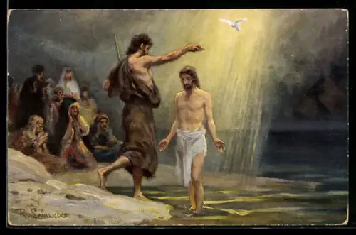 Künstler-AK Bilder aus dem neuen Testament, Jesu Taufe
