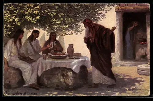 AK Die Heilige Schrift, Bilder aus dem Alten Testament - Abraham und die drei Engel