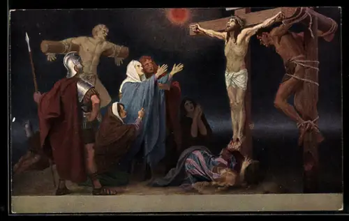 AK Jesus stirbt am Kreuz, Bibel