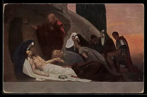 AK Serie: Kreuzwegstationen, Jesus wird vom Kreuz genommen