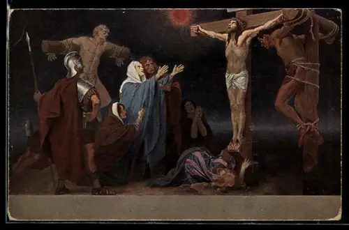 AK Jesus stirbt am Kreuz, Bibel