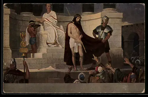 Künstler-AK Jesus wird der Prozess gemacht