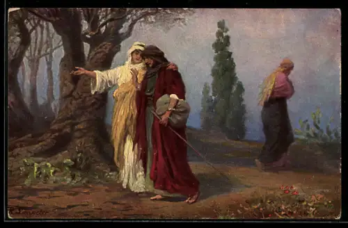 Künstler-AK Bibel, Altes Testament, Ruth I., 14-17, Naomi and Ruth