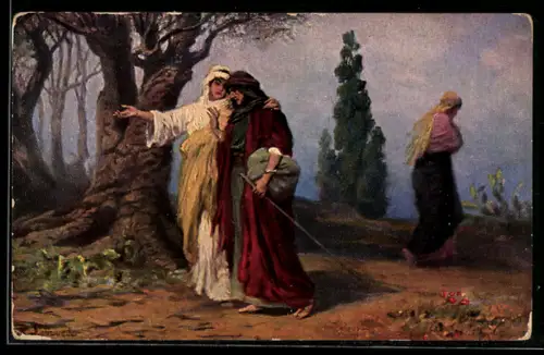 Künstler-AK Bibel, Altes Testament, Ruth I., 14-17, Naomi and Ruth